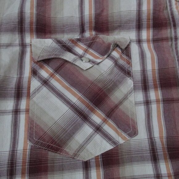 Roper Western Pearl Snap Plaid Dress Shirt Mens Large Purple Long Sleeve Collar‎ - Picture 2 of 6